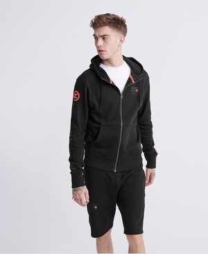 Superdry Core Sport Cipzár Férfi Kapucnis Pulóver Fekete | VMGYF6948